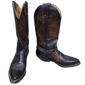 Boulet Canada Brown Leather Snip Toe Western Cowgirl Boots SZ 6.5
